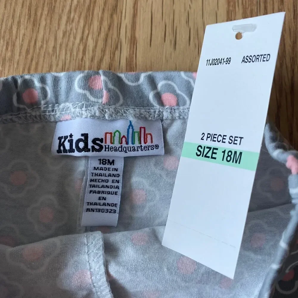 Kids Headquarters Unicorn Metallic Long Sleeve 2 Piece Set Pink Gray 18 Months